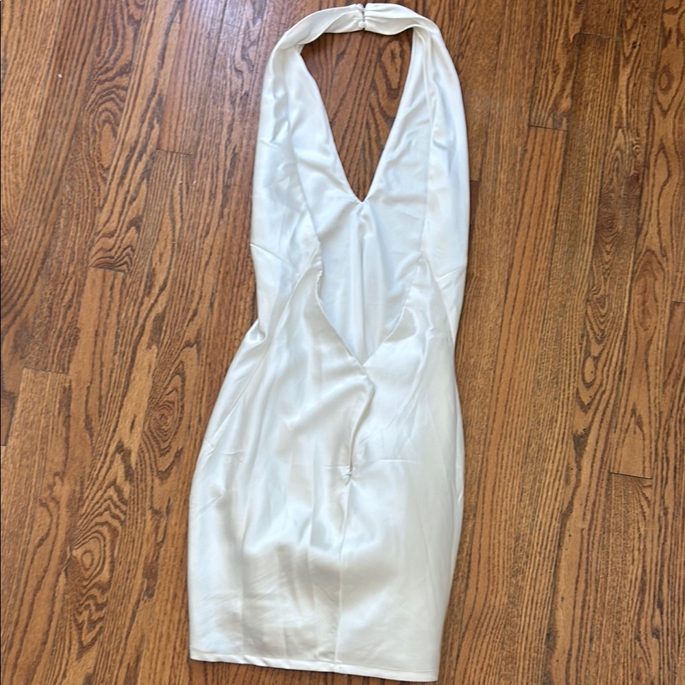 Lulu's Beyond Classy White Satin Halter Mini Dress - Picture 5 of 9